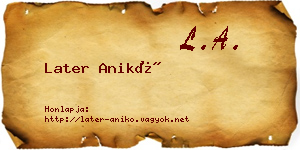Later Anikó névjegykártya